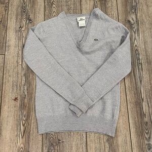 🐊 Lacoste Pure Wool V-Neck Sweater - Women’s Size 40 (M) - Gray
